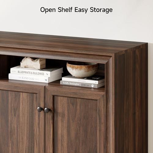 ONBRILL 60 Inches Sideboard Buffet Cabinet with Storage and 4 Doors, Brown - Image 5
