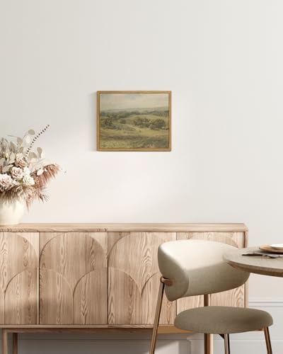 InSimSea Framed Canvas Wall Art, Vintage Landscape Art for Living Room Hallway Shelf, 10x8in,Hills Pasture Watercolor Painting, Rustic Farmhouse Cozy Cottage Mid Century Small Nature Decor - Image 3