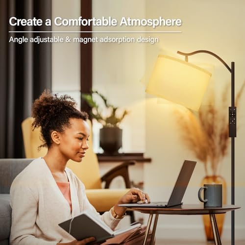 BoostArea Floor Lamp for Living Room,Arc Floor Lamp with Remote Control,Stepless Dimmable Brightness & Colors Temperature 2700k-6500k,Modern Standing Lamp for Bedroom Study Room Office,White - Image 4