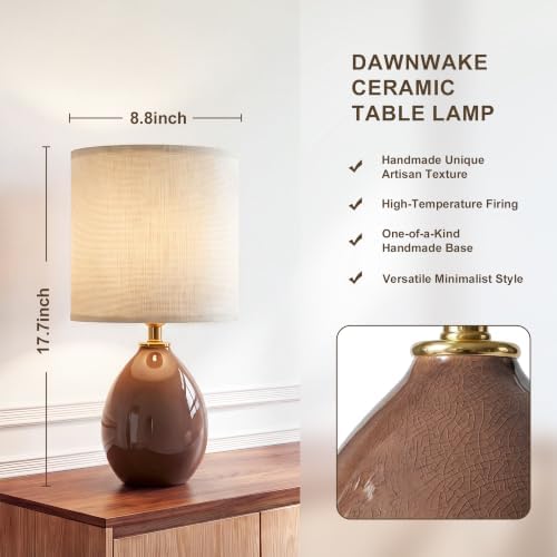 Dawnwake 17.7" Ceramic Table Lamps Set of 2 for Living Room Bedroom, Coffee - Image 2