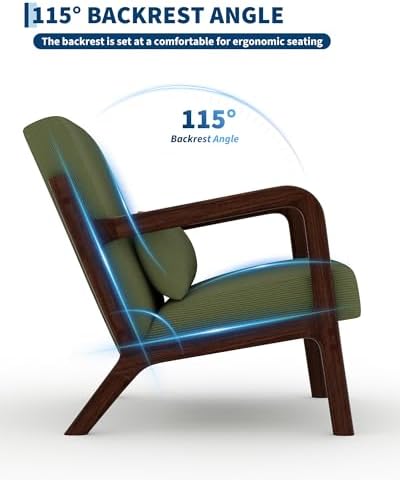 Garvee Mid Century Accent Chair, Upholstered Armchair with Lumbar Pillow - Image 5