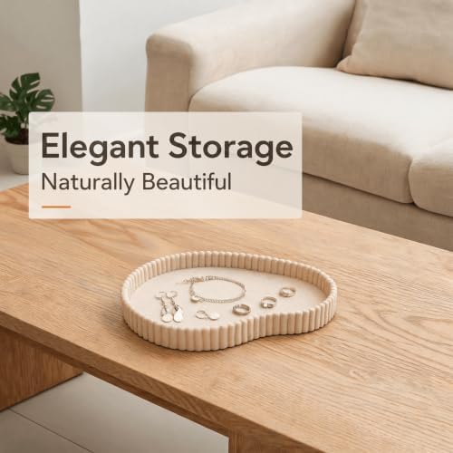 Faux Travertine Oval Vanity Tray for Bathroom Counter 9 x 7 Inch - Image 2