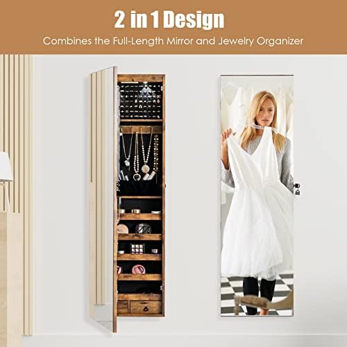 GIANTEX Wall or Door Mounted Jewelry Armoire with Full Length Mirror, 47.5" - Image 2