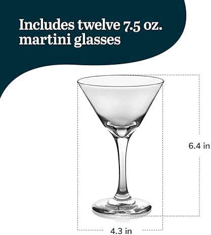 Libbey Martini Glasses Set of 12, Modern and Clear Stemmed Cocktail Glasses, Dishwasher Safe Martini Glass Set for Classic Martinis, Cosmopolitans - Image 3