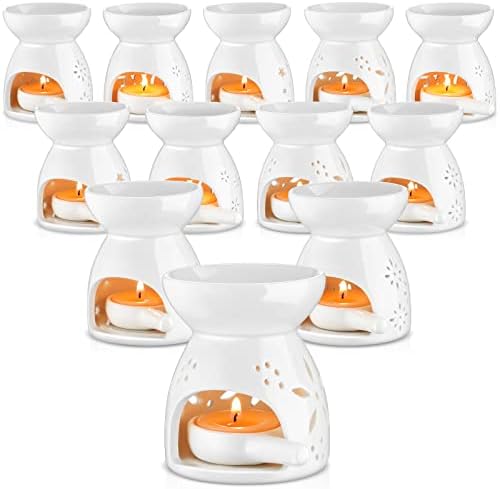 Yaomiao 12 Pcs Essential Oil Burner Ceramic Wax Warmer Burners Ceramic Oil Diffuser Candle Tealight Holder Aromatherapy Candle Holder for Home Bedroom Decoration Housewarming Gift by Yaomiao