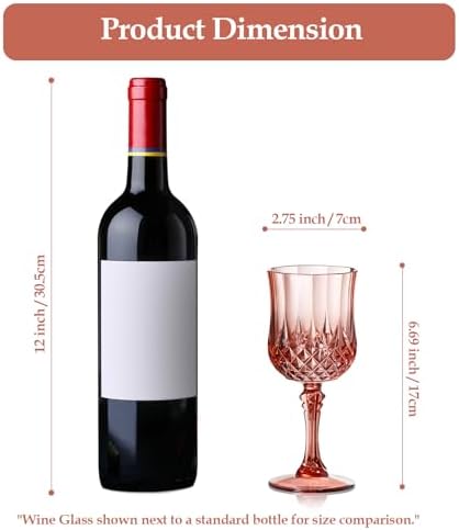 XUWAIDSGN 48 Pcs 7oz Plastic Vintage Wine Glasses Drinking Glasses Unbreakable Wedding Glassware Crystal Water Goblets Reusable Drinkware Vintage Champagne Flutes (48, Rose Gold) - Image 3