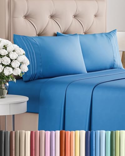 Full Size 4 Piece Sheet Set - Breathable & Cooling Sheets - Royal Blue by CGKUnlimited