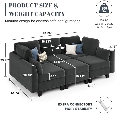 Sectional Sleeper Sofa 6 Seaters Modular Sleeper Sofa Couch - Image 3