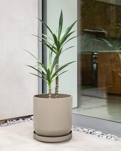 Veradek Mason Series Lima Planter & Drip Tray - Large Round Outdoor Planter - Image 5