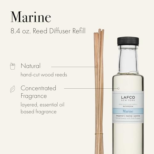 LAFCO New York Reed Diffuser Refill, Marine - 8.4 oz - Up to 4-Month Fragrance Life - Includes Natural Wood Reeds - Free of Dyes & Propellants - Made in the USA - Image 2