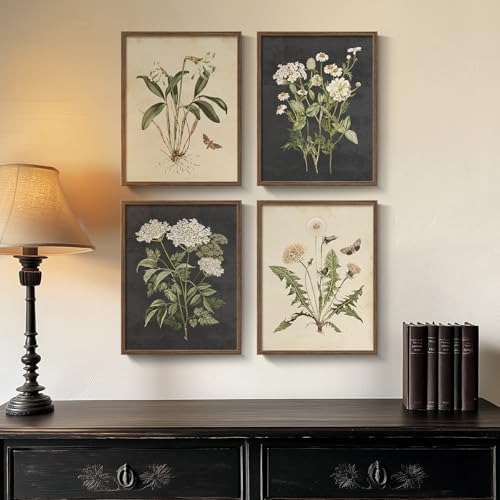 Framed Vintage Botanical Floral Wall Art for Bedroom, 4 Piece 11x14 In - Image 4