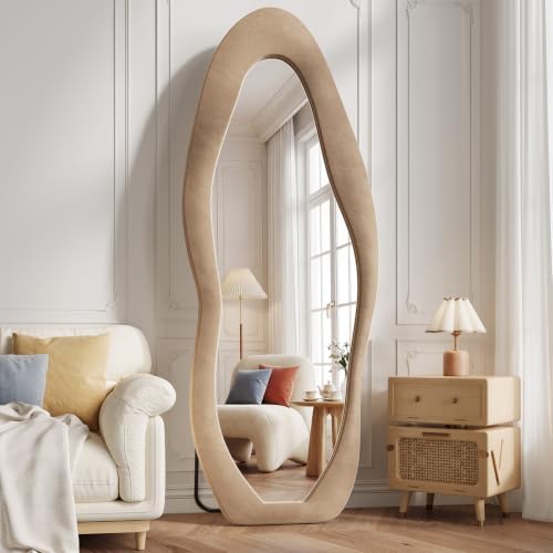 Koonmi Full Length Mirror 71"x30", Irregular Flannel Floor Mirrors by KOONMI