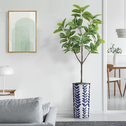 Artificial Tree in Pattern Planter, Fake Rubber Silk TRE for Indoor and Outdoor Home Decoration - 70" Overall Tall (Plant Pot Plus Tree) - Image 3