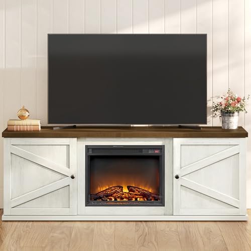 VASAGLE Fireplace TV Stand, Farmhouse Entertainment Center for 80'' TV by VASAGLEbySONGMICSHOME