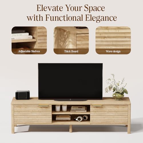 TV Stand for Living Room up to 65 Inch TVs Entertainment Center Oak 59" - Image 5