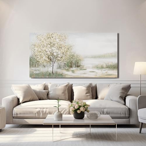 Green Wall Art Modern Nature Wall Art Canvas Art Wall Decor Spring Scene Wall Art Decor Artwork Large Wall Art Prints for Room Living Room Bedroom Office Decor 24X48 inch - Image 4