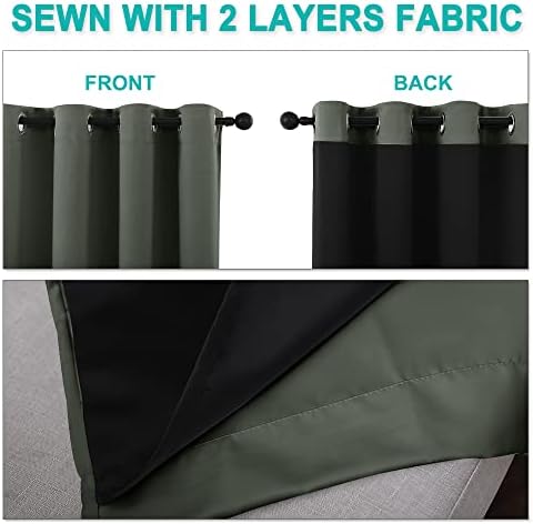 NICETOWN 100% Blackout Curtains 120" Long, Pair of Energy Smart & Noise Blocking Out Drapes for Baby Room Window, Thermal Insulated Guest Room Lined Window Dressing(Dark Mallard, 52" Wide) - Image 5