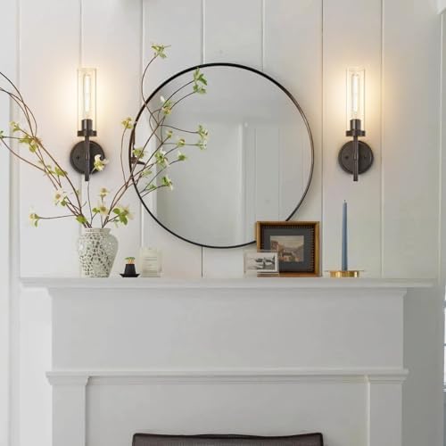 SANTOSTOCK Oil Rubbed Bronze Wall Sconces Set of Two, Bathroom Wall Sconces Vanity Lights with Clear Glass Shade, Modern Farmhouse Wall Mount Lights for Mirror Bedroom Living Room Stairwell Hallway - Image 6