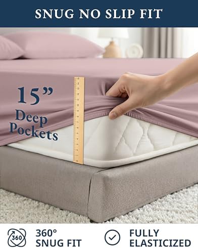LANE LINEN Full Size Bed Sheets 100% Organic Cotton Cooling Soft - Lilac - Image 7