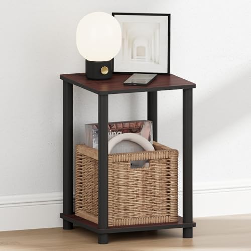 Furinno Turn-N-Tube Toolless 2-Tier Open Shelf Night Stand, Dark Cherry - Image 4