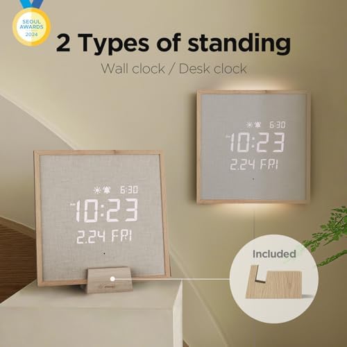 mooas Wooden Frame LED Silent Wall Clock (Wooden Frame Light Brown) - Image 2