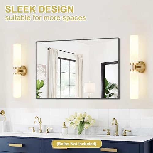 Wall Sconces Set of Two, Hardwired Brushed Gold Bathroom Sconces Wall Lighting with Milky White Glass, Modern Sconces Wall Decor Set of 2 Bathroom Light Fixtures for Mirror Living Room Hallway Bedroom - Image 6