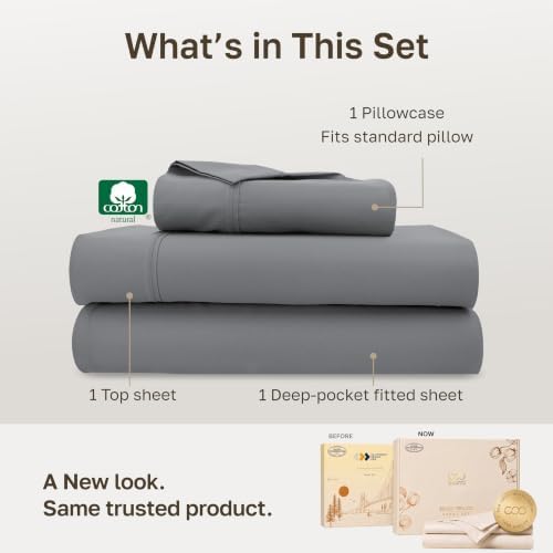 California Design Den Soft 100% Cotton Sateen Twin XL Bedding Sheets, 3 Pcs - Image 3