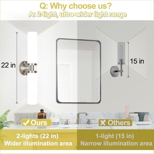Wall Sconces Set of Two, Brushed Nickel Gold Bathroom Sconces Wall Lighting with Milky White Glass, Hardwired Modern Sconces Wall Decor Set of 2 Bathroom Light Fixtures for Mirror Living Room Bedroom - Image 3