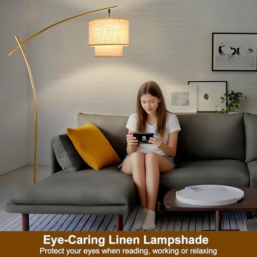 Lightdot Gold Arc Floor Lamp 70in Modern Standing Tall Lamps 3000K Dimmable - Image 6