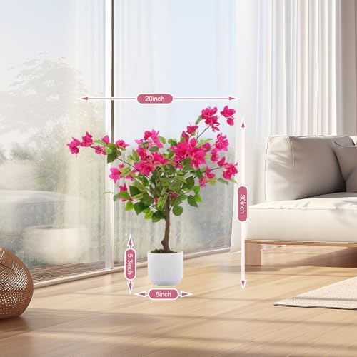 2 Pack 30" Artificial Bougainvillea Trees in Pots, Pink Flowers - Image 2