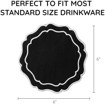 Linen Coasters for Drinks, Set of 6, 6 inch, Black - Image 3