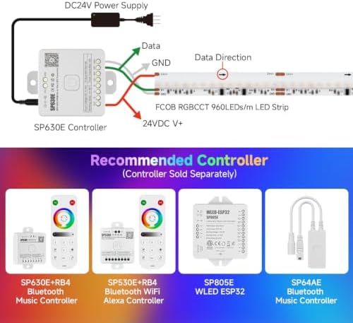 BTF-LIGHTING 16.4FT WS2811 Dual IC Chasing RGBCCT DC24V COB LED Strip Light - Image 6