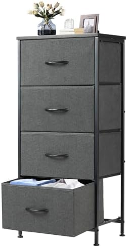 DUMOS Nightstand, Bedside Table with 4 Fabric Drawers by DumosLifestyle