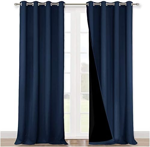 NICETOWN 100% Blackout Blinds, Set of 2, 46" x 96", Navy Blue, Laundry Room Decor Window Treatment Curtains for Large Patio Sliding Door, Thermal Insulated Curtains for Bedroom by NICETOWN