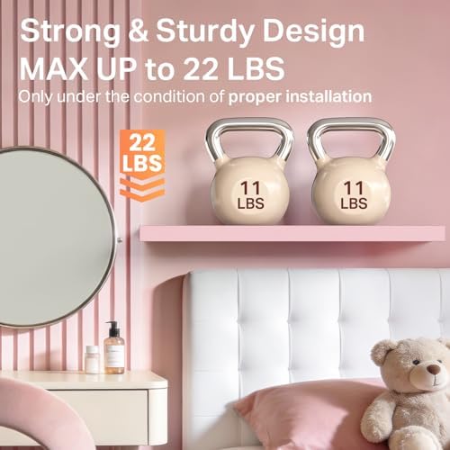 BAYKA Pink Floating Shelves 15.7in, Set of 3, Wall Mounted for Wall Decor - Image 4