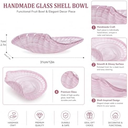 Hand Blown Glass Bowl Decorative Dish Fruit Bowl Home Decor - Image 5