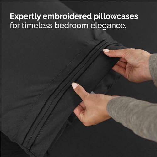 Full Size 4 Piece Sheet Set - Comfy Breathable & Cooling Sheets - Black - Image 6