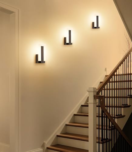 Joosenhouse Modern LED Wall Sconce Dimmable Wall Mounted Lamp Set of 2, Black 3000K Warm White Wall Lamp, Hardwired Bathroom Vanity Light, Indoor Wall Lights for Hallway, Bedroom, Study, Living Room. - Image 5