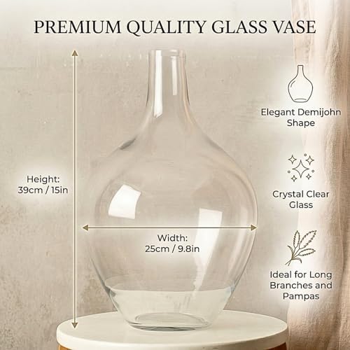 Large Clear Glass Vase for Floor, 15" Tall - Image 5