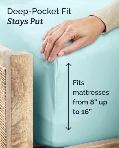 Twin XL 3 Piece Sheet Set - College Dorm Room Essentials - Spa Blue - Image 4