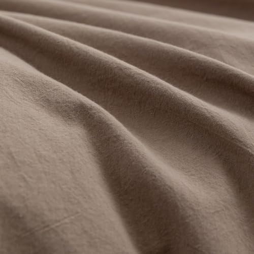 BESTOUCH Cotton Solid Duvet Cover Set Pine Bark Brown Oversized Full - Image 6