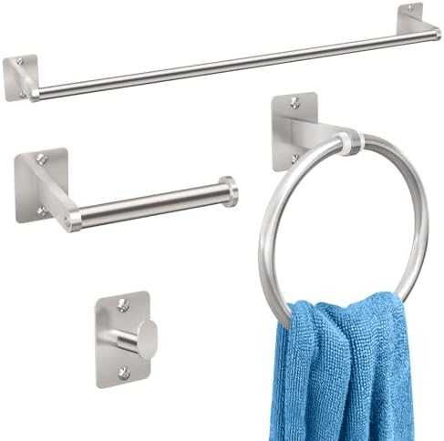 KLJKPA Brushed Nickel Bathroom Accessories Set, 4 PCS Bathroom Hardware Set by KLJKPA