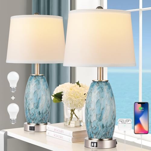 Lovlast 23.5" Coastal Modern Table Lamps Set of 2 for Living Room Bedroom by Lovlast
