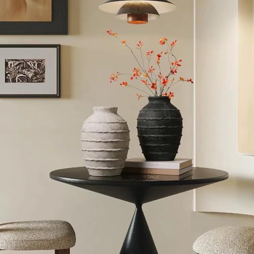Kokrose Ceramic Flower Vase, Large Rustic Black Terracotta Vase, 11.2 Inch - Image 7