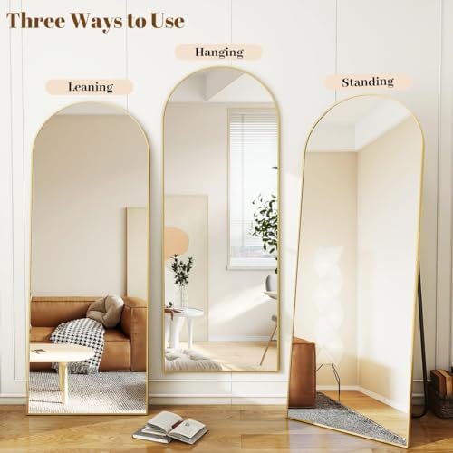 Koonmi 77x38 Arched Full Length Mirror, Floor Mirror with Stand - Image 4
