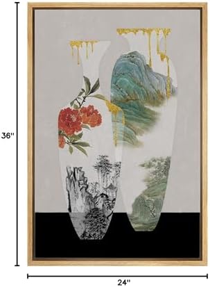 NWT Framed Canvas Print Wall Art Abstract Rose Botanical Vase Nature Wilderness Illustrations Modern Art Decorative Landscape Rustic Zen Colorful for Living Room, Bedroom, Office - 24"x36" Natural - Image 6