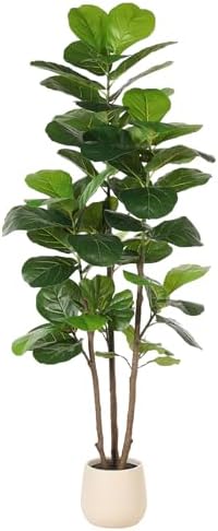 Realead 6ft Fiddle Leaf Fig Tree Artificial with Tall Exquisite Planter by REALEAD