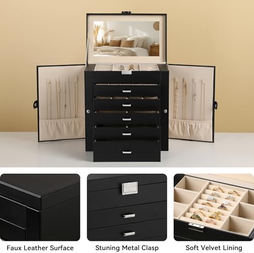 Frebeauty 6-Layer Jewelry Box for Women,Large Jewelry Organizer with Drawer - Image 4