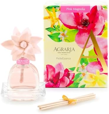 Agraria PetiteEssence 1.7oz Flower and Reed Diffuser Set, Hand Crafted Sola Flower Botanical Air Diffusers for Home, Magnolia Pink Decorative Diffuser by Unknown