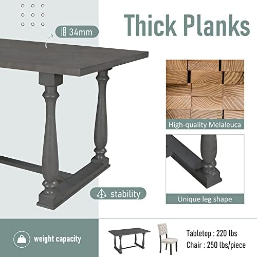 Harper & Bright Designs 6-Piece Dining Table and Chair Set with Special-Shaped Legs and Foam-Covered Seat Backs&Cushions for Dining Room (Gary) - Image 6